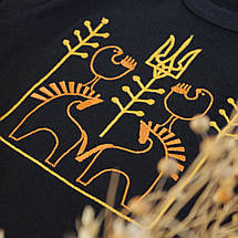 Жовтий боді з вишивкою тризуба коників і птахів для немовляти патріотичний орнамент інтерлок 62 68 74 80 86 92, фото 3