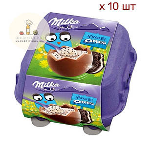 Шоколадні яєчні яєчки в лотку Milka «Löffel Ei Oreo» з печивом орео гуртом, 144 г.