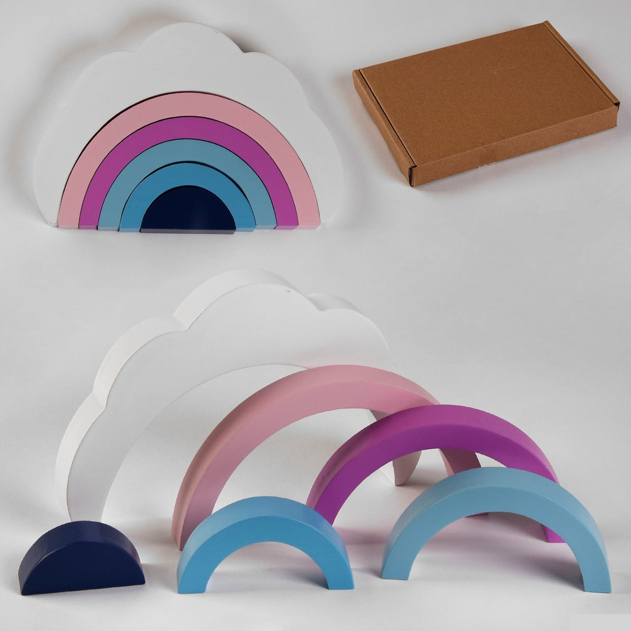 Дерев'яна Логіка C 47864 пірамідка "Райдуга та хмарко", 6 елементів