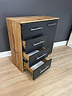 Комод 4 ящика 2 полиці ширина 79 см колір Дуб аппалачі з фасадом антрацит, фото 3