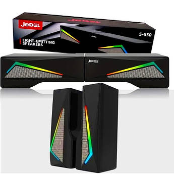 Стаціонарні стерео колонки для ПК JEDEL S550 з підсвічуванням, USB підключення, чорні