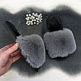 Тапочки хутряні жіночі сірі з чорною устілкою 2426_7, фото 2