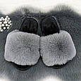 Тапочки хутряні жіночі сірі з чорною устілкою 2426_7, фото 4
