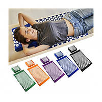 Массажный коврик Acupressure Mat с валиком, помогает в снятии стресса и боли