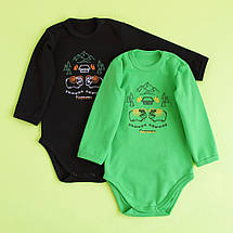 Зелений боді дитячий з етнічною вишивкою Карпати 56 62 68 74 80 86 92, фото 2