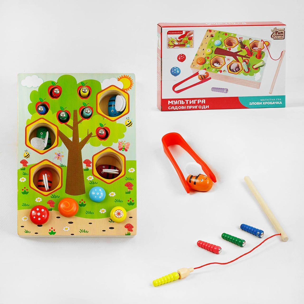 Мультигра 4FUN Game wood Club Садові пригоди 78396, магнітна гра, бджілки, грибочки