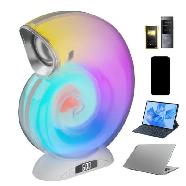 Настільна лампа з годинником Little Sea Shell L39 з RGB підсвічуванням та Bluetooth-колонкою