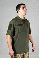 Поло хаки хб мужская для зсу летнее для военных тактическое оливковая футболка штурмовая армейская защитная