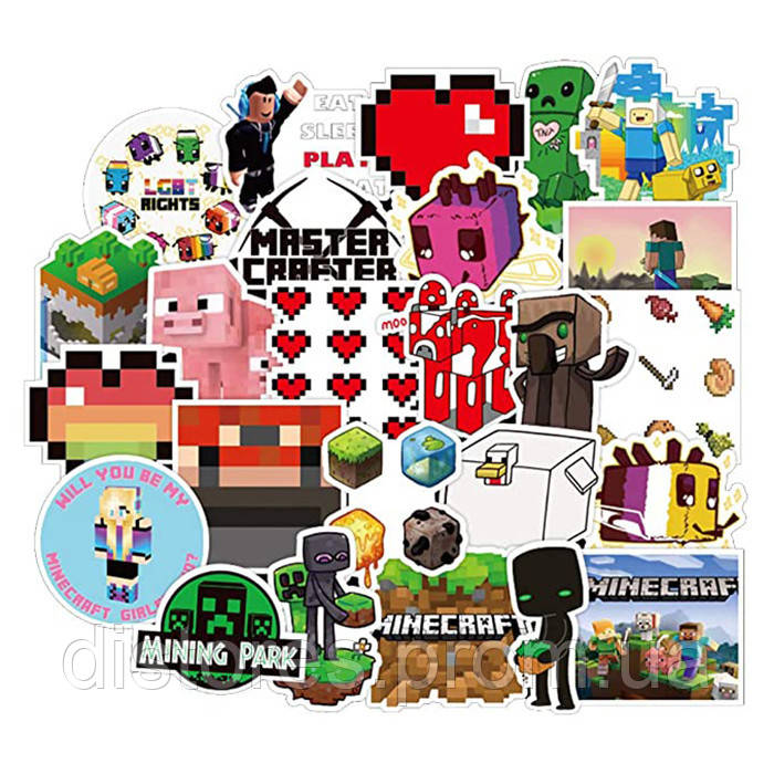Набор стикеров Майнкрафт, наклейки Minecraft 50 шт (8235) DI, код: 6658198 - фото 1 - id-p2134472618