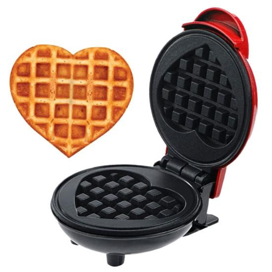 Електрична міні-вафельниця у формі серця Waffle Maker з антипригарним покриттям