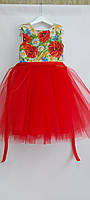 Червона дитяча сукня з маками