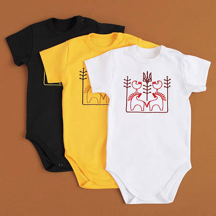 Чорний Боді з етнічною вишивкою Воля сучасна вишиванка для немовлят бодік 62 68 74 80 86 92, фото 2