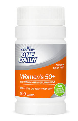 Вітаміни для жінок 21st Century One Daily Women's 50+ 100 таб США, фото 1