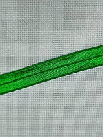 Косая бейка стрейч ярко-зеленая, атласная 15 мм