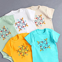 М'ятний боді з етновишивкою для немовляти берегиня калина дуб пташки короткий рукав 62–92, фото 3