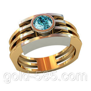 Изумительное мужское золотое кольцо 585* пробы со вставкой