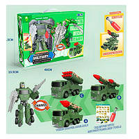 Конструктор на шурупах, трансформер робот 27 см + військова машина, мікс різновидів, у коробці