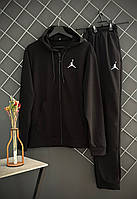 Мужской демисезонный спортивный костюм на змейке Jordan черный / костюм на весну, осень Джордан