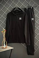 Чоловічий спортивний костюм демісезонний на змійці Adidas чорний/ костюм на весну, осінь Адідас