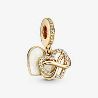 Серебряный Шарм Pandora Moments Gold heart and infinity 759516C01 ZR, код: 7361469