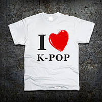 Футболка Fruit of the Loom Я люблю К-ПОП, I Love K-POP Белый 104 см (7123) HR, код: 7584095