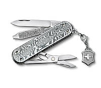 Складаний ніж Victorinox Classic SD Brilliant Damast 58 мм 5 функцій Дамаська сталь (0.6221.34)