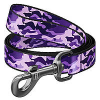 Поводок для собак нейлоновый WAUDOG Nylon Фиолетовый камо Ш 25 мм Дл 122 см DL, код: 7562895