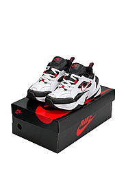 Жіночі кросівки Nike M2K Tekno Black White Red (Чорні) Взуття Найк М2К Текно шкіряні демисезон