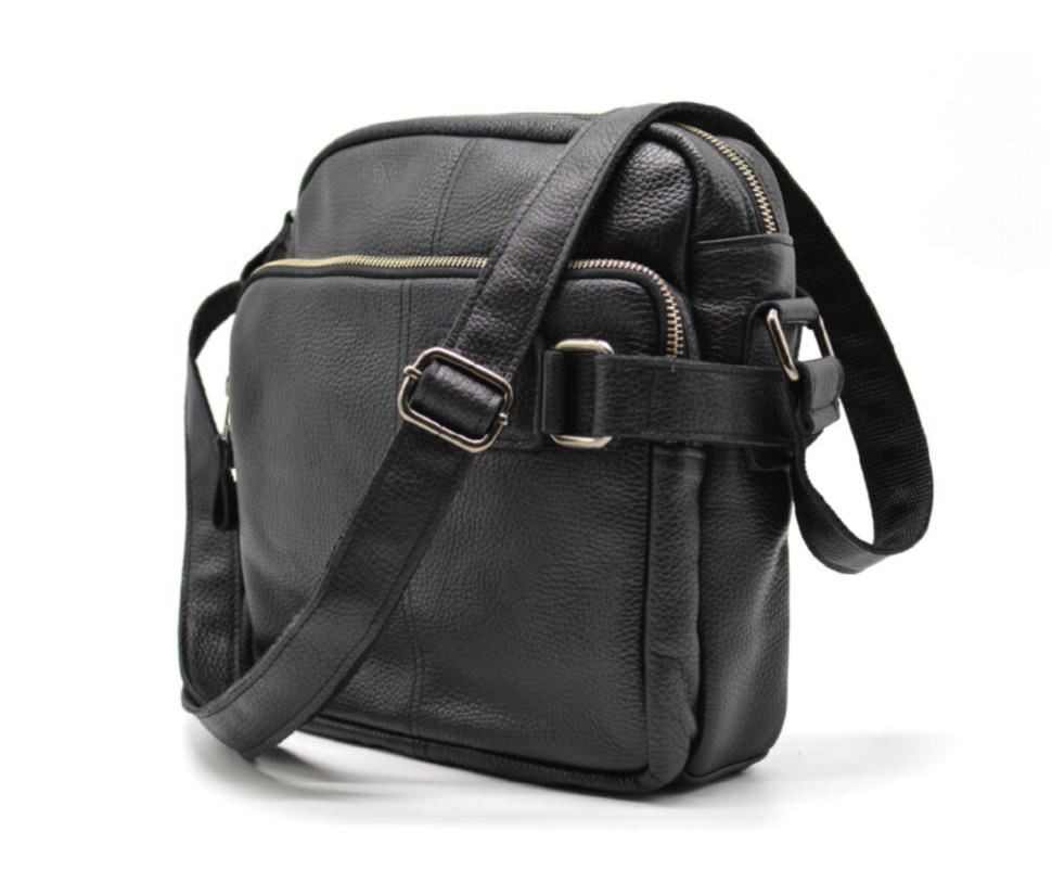 Шкіряна сумка крос-боді месенджер зі шкіри "Флотар" FA-6012-4lx бренда TARWA 24 × 26 × 8 Чорний