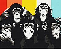 Картина по номерам "Портрет шимпанзе" 48x60 3v1 Рисование Живопись Раскраски (Животные, птицы и рыбы)