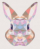 Картина по номерам "Кролик в мозаике" 48x60 3v1 Рисование Живопись Раскраски (Животные, птицы и рыбы)