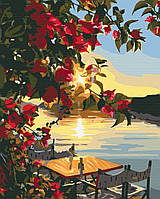 Картина по номерам "Закат солнца на причале" 48x60 3v1 Рисование Живопись Раскраски (Пейзажи)