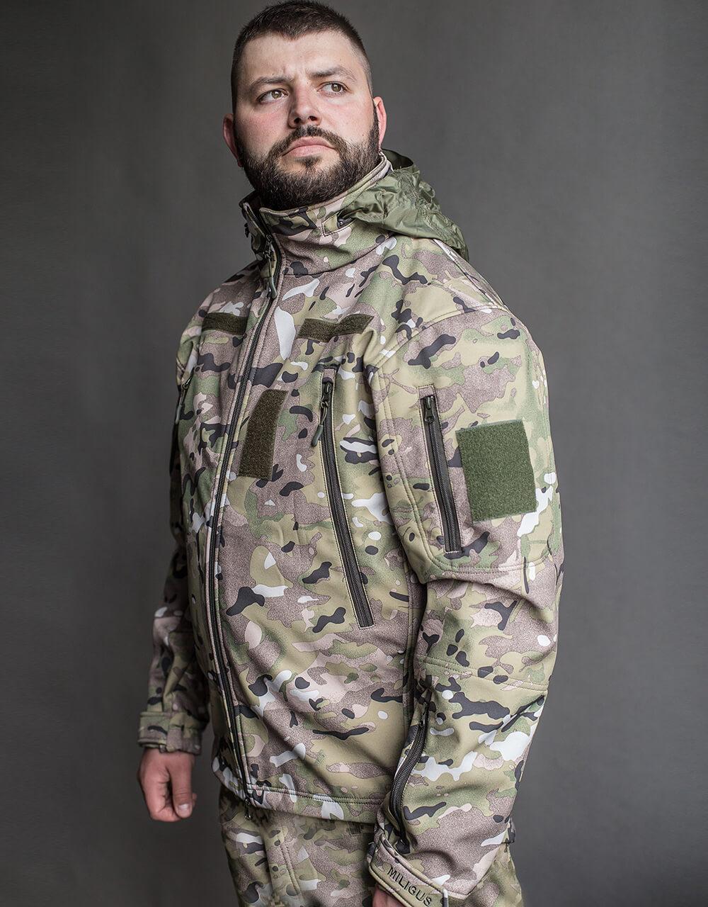 Куртка військова камуфляжна Soft shell мультикам Куртка демісезонна для ЗСУ MILIGUS "Patriot" армійська р. 4XL