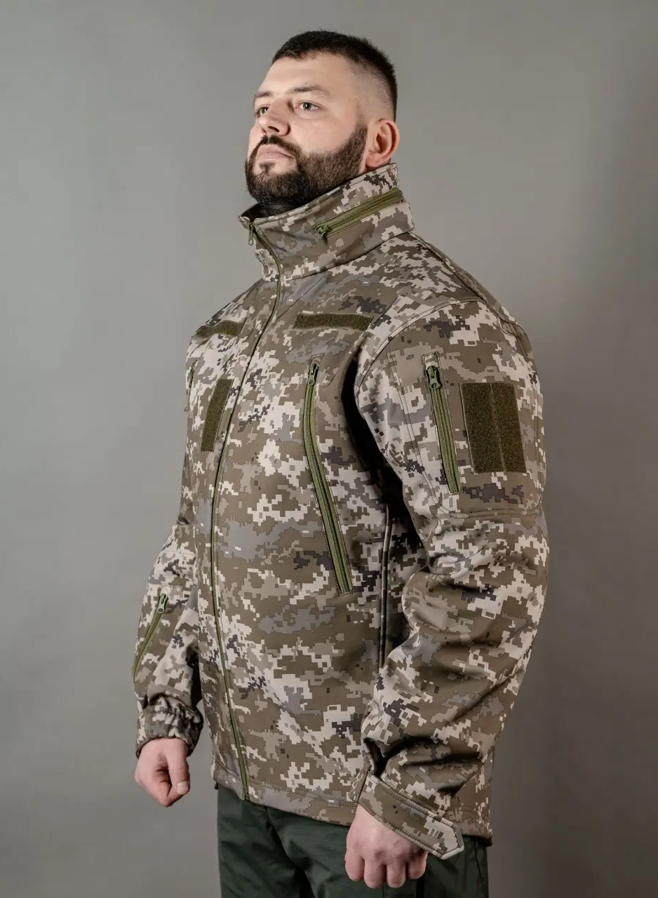 Тактична куртка демісезонна Soft shell М14 піксель Куртка військова MILIGUS "Patriot" р. 4XL армійська