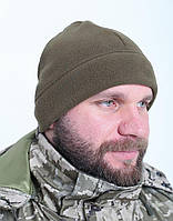 Тактична флісова шапка для ЗСУ MILIGUS Шапка флісова військова зимова олива