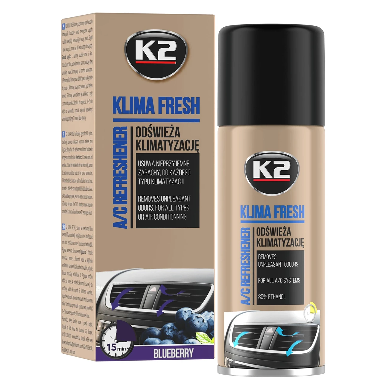 Очищувач системи кондиціонування K2 Klima Fresh "Лохина" 150 мл (K222BB) Demi - Гарант Якості
