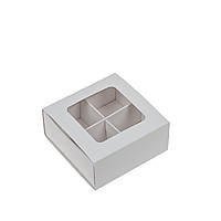 Коробка для цукерок з вікном 80х80х35 (на 4 шт), біла