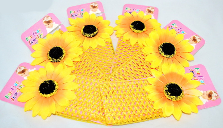 Дитячі пов'язки на голову "соняшник", ЦЕНА ЗА 6ШТ, в пак. 20*13см (6 шт.), фото 1