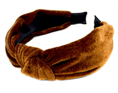 Обідок для волосся  велюрова чалма коричнева, в пак. 18*17см (1 шт.), фото 1