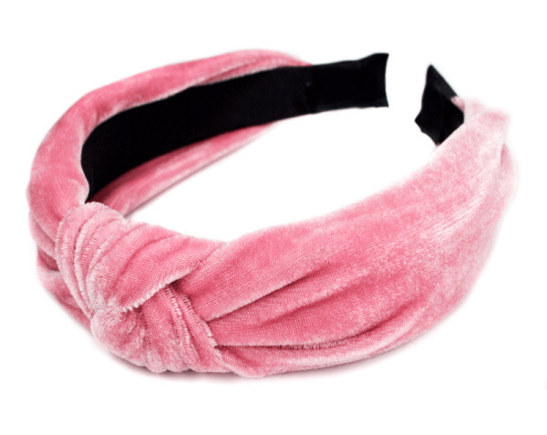 Обідок для волосся велюрова чалма рожева, в пак. 18*17см (1 шт.), фото 1