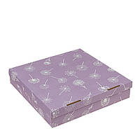Подарункова коробка 300х300х60 гофракартон "Кульбаба" фіолетова
