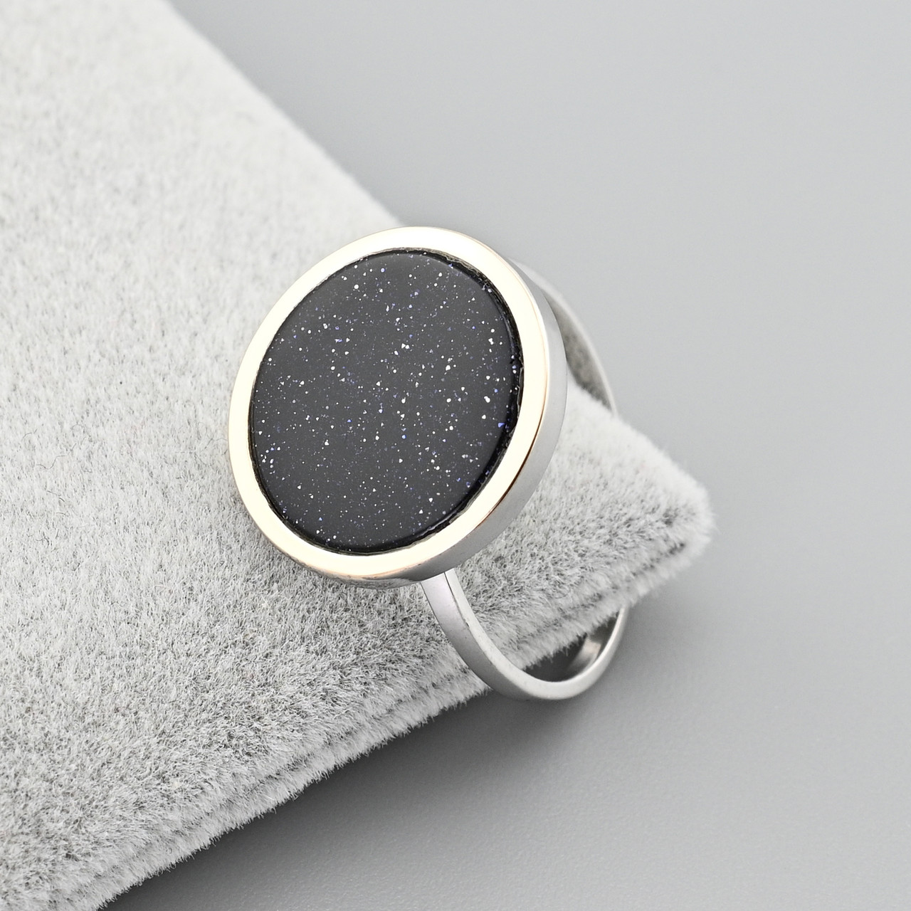 Каблучка срібна жіноча з золотом БС12262 вставка авантюрин розмір 17, фото 1