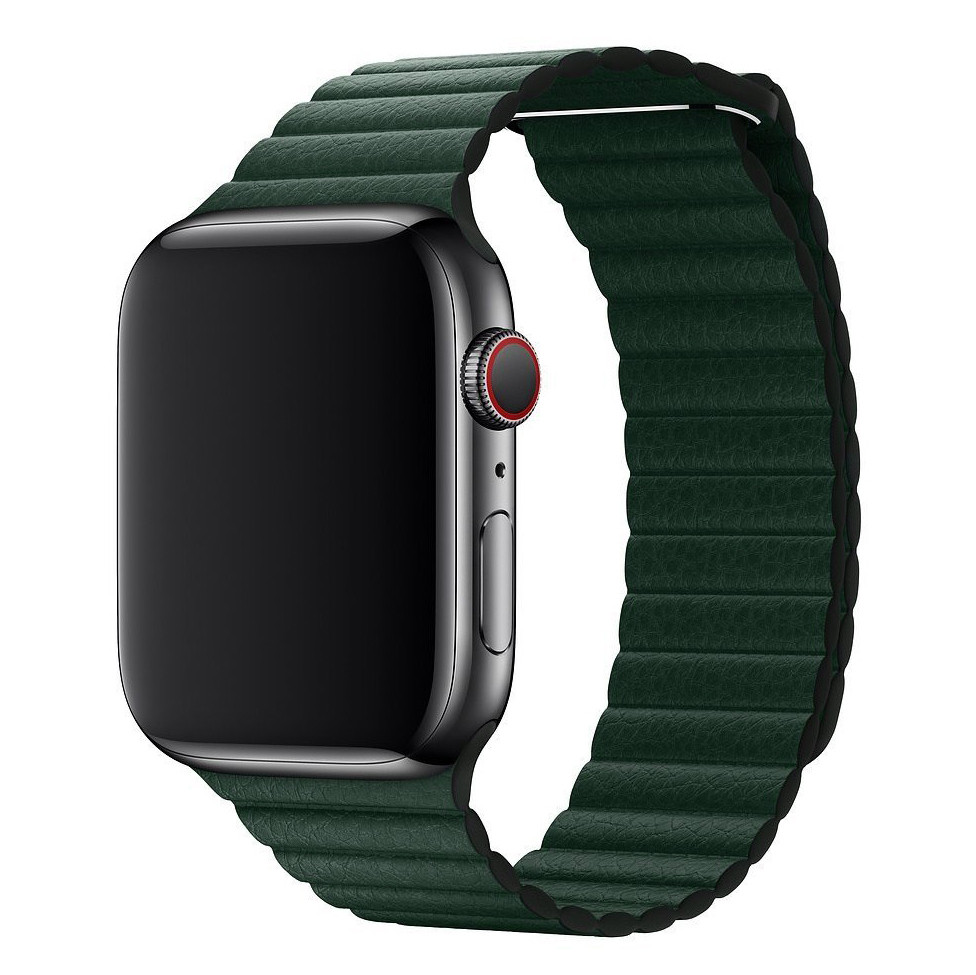 Шкіряний ремінець Leather Loop для Apple Watch 42/44/45/49 mm Dark Green