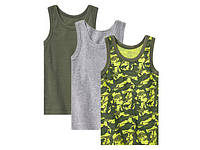 Майки для мальчика Lupilu комплект из 3 штук: серо-зеленый комплект с динозаврами; размер 98-104