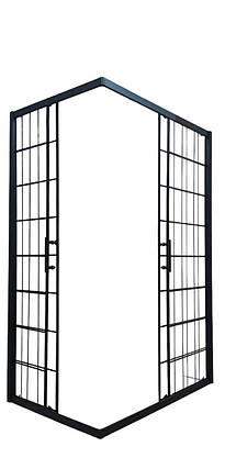 Душова кабіна Sunways Cell 120х80х180 см без піддону прямокутна скло прозоре з принтом чорних клітин, фото 3