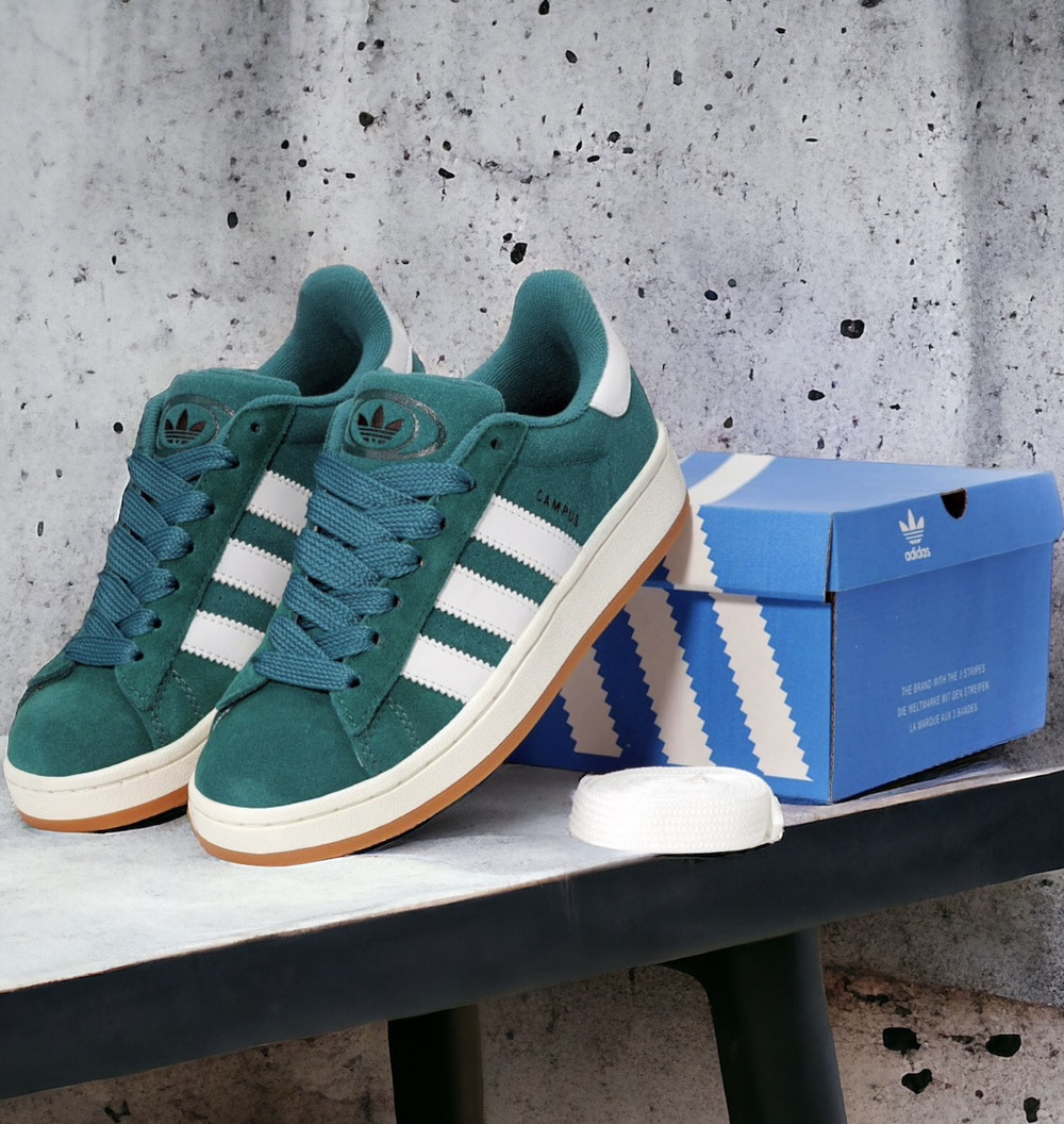 Жіночі кросівки Adidas Campus 00s Green весна-осінь замшеві повсякденні (зелені). Живе фото. Адідас кампус, фото 1