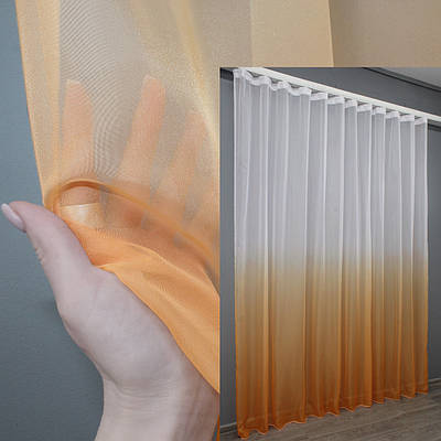 Тюль розтяжка "Омбре" із шифону. Колір помаранчевий з білим. Код 754т