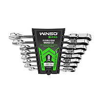 Набір ключів комб. Winso Pro з тріскачкою і карданом CR-V, 8 шт (8-10-12-14-15-17-19 мм), пластик (900308)