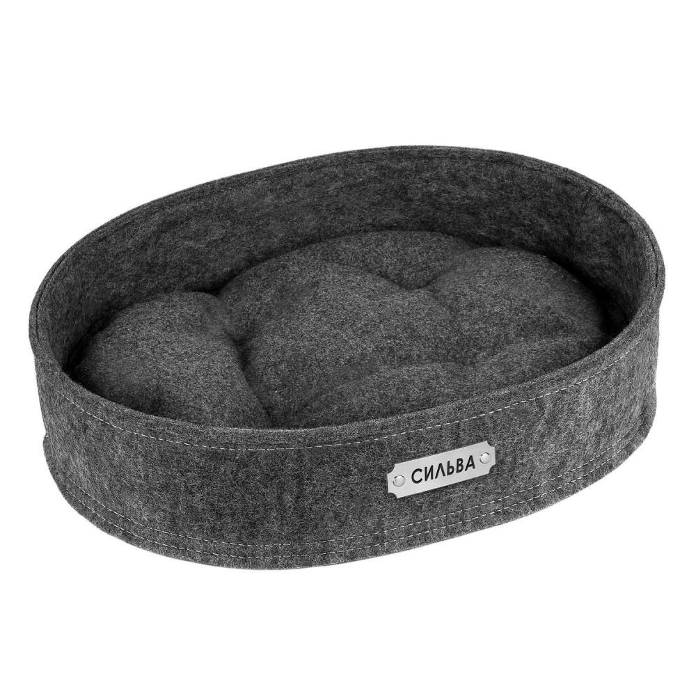 Лежанка для котів BronzeDog Овальна Сіра XS, фото 1