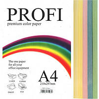 Папір для друку кольоровий "Profi", набір 5 пастельних кольорів, 100 аркушів, формат А4, Щільність 160г/м².